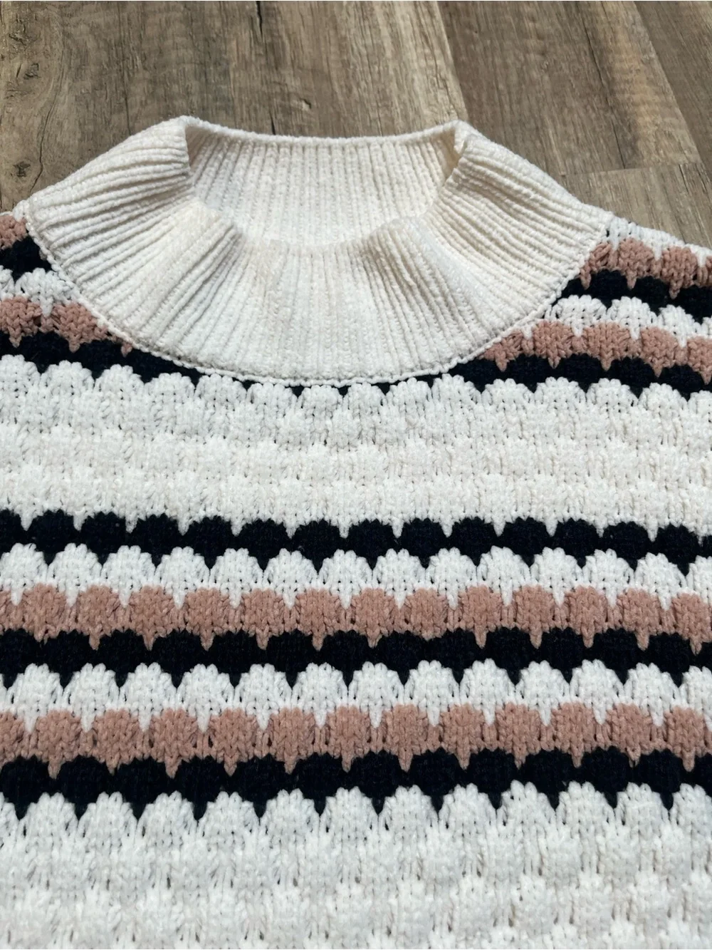 NWT Allison + Zoe Mock Neck Striped Textured Knit Sweater - Size L